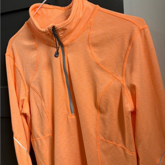 Tangerine Quarter Zip Striped Orange Top Long Sleeve Women’s Medium - Picture 2 of 10